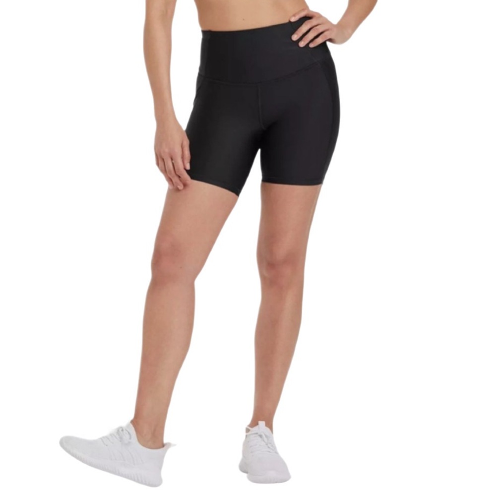 All In Motion Womens Effortless Support High Rise Pocket Bike Shorts 8”Black 2X